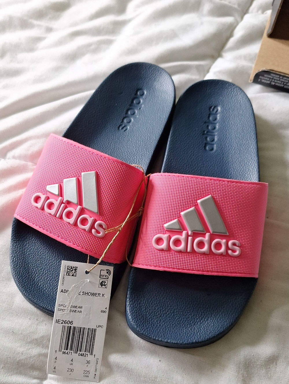 adidas Pink and Navy Slide Sandals